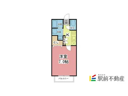 フィオーレ・モエ多布施(1K/2階)の間取り写真