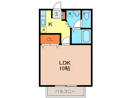 レーベン(1K/1階)の間取り写真