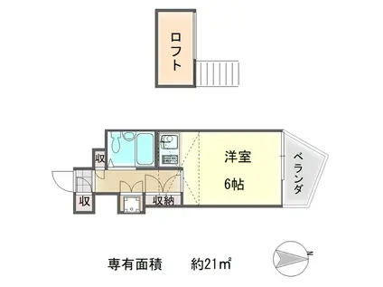 サンクレスト(ワンルーム/3階)の間取り写真