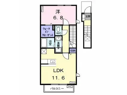 アンジュール(1LDK/2階)の間取り写真