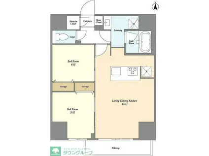 クラリティア西日暮里(2LDK/7階)の間取り写真