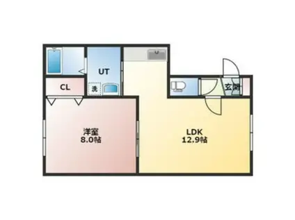 ラヴィセーヌ菊水上町(1LDK/2階)の間取り写真