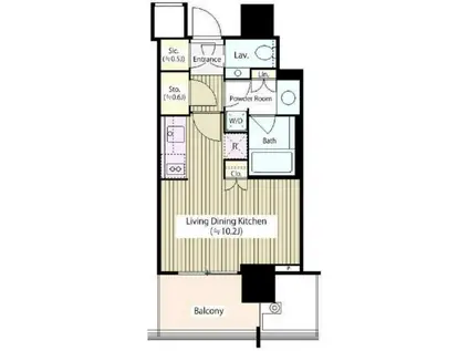 THE ROPPONGI TOKYO クラブレジデンス(ワンルーム/12階)の間取り写真