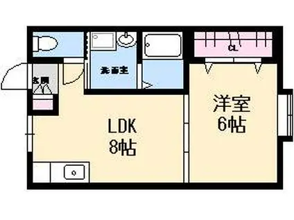 観音光ハイツ(1LDK/4階)の間取り写真