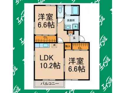 QUATRE SAISONS(2LDK/2階)の間取り写真