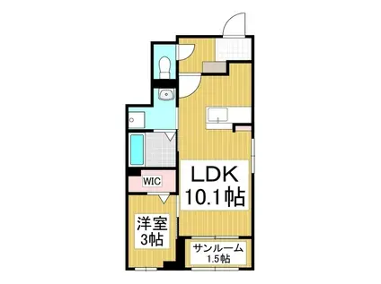 フリージア(1LDK/1階)の間取り写真