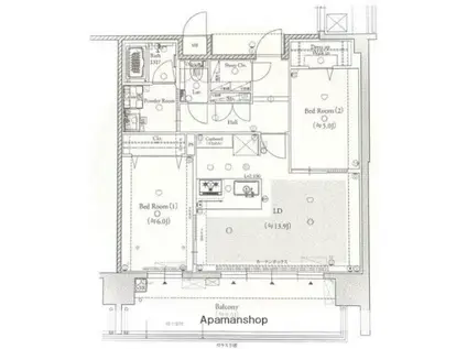 ミスモ天神(2LDK/3階)の間取り写真