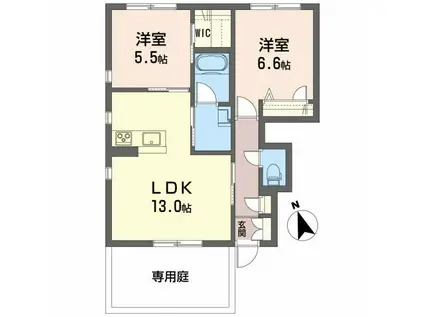 シャーメゾン ルポール 西野 A棟(2LDK/1階)の間取り写真