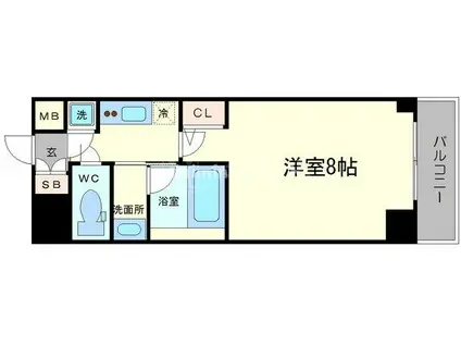 QCフラット北堀江(1K/6階)の間取り写真