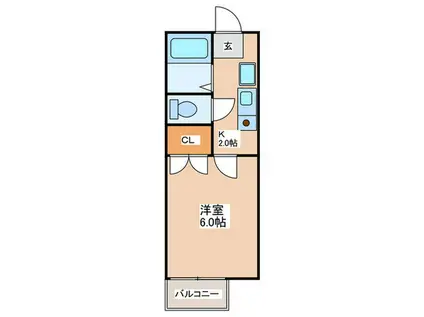 フォーレストⅠ(1K/2階)の間取り写真
