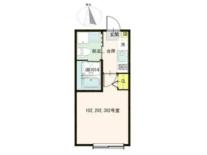 ハーモニーテラス北小岩XVI(1K/1階)の間取り写真