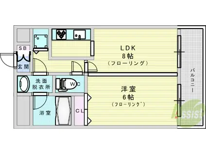 リーガル新大阪駅前(1LDK/9階)の間取り写真