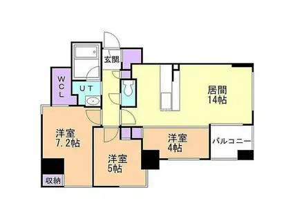 ラ・クラッセ札幌ステーションリミテッド(3LDK/8階)の間取り写真