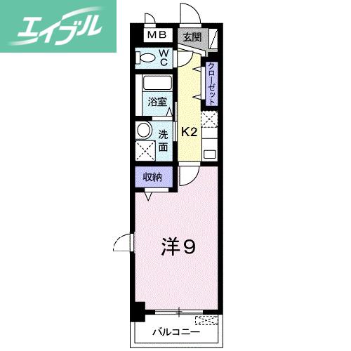 プラシード倉敷(1K/4階)の間取り写真