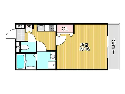 リヴィアス大阪イースト(1K/2階)の間取り写真