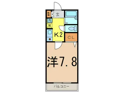 グリーンゲイブルス北千束(1K/2階)の間取り写真