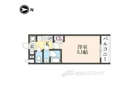 LA FITE KYOTO OIKEウエスト(1K/1階)の間取り写真