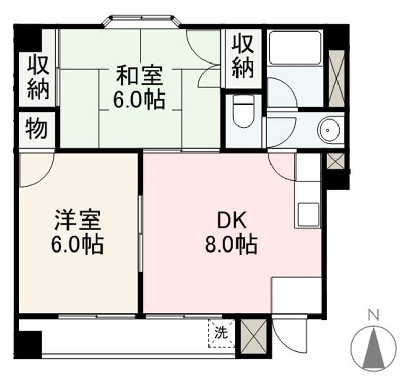プレアール香西(2DK/2階)の間取り写真