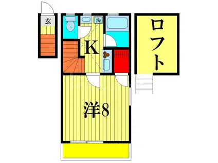 ミニフラット20(1K/2階)の間取り写真