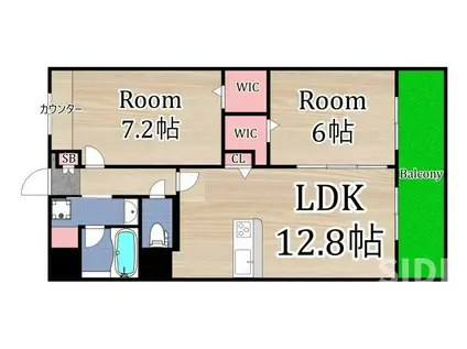 シャルマン静嘉(2LDK/1階)の間取り写真
