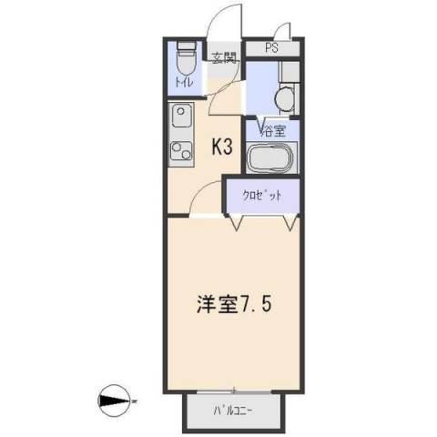 第五カネイ八帖北町アパートA棟(1K/1階)の間取り写真