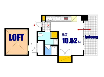 広島電鉄江波線 舟入幸町駅 徒歩3分 9階建 築21年(ワンルーム/7階)の間取り写真