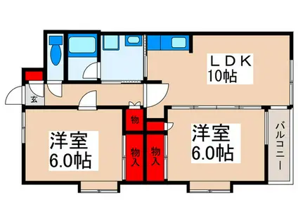 舞浜ルームS(2LDK/4階)の間取り写真