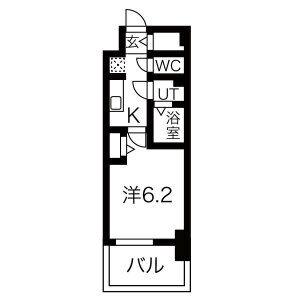 メイクス名駅南II(1K/12階)の間取り写真