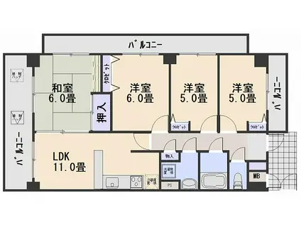 サンピア五日市(4LDK/5階)の間取り写真