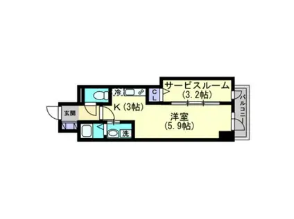 PARK GRANDE 蕃山(1SK/4階)の間取り写真