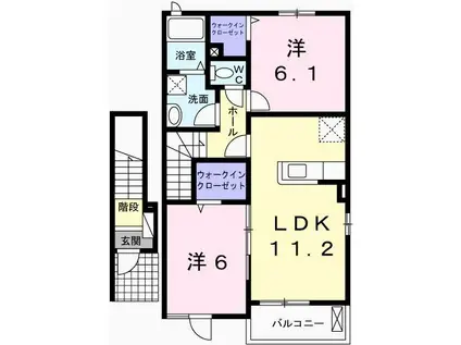 セレノ ハウスII(2LDK/2階)の間取り写真