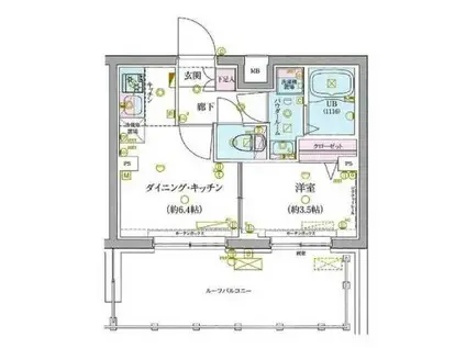 GENOVIA世田谷砧グリーンヴェール(1DK/5階)の間取り写真