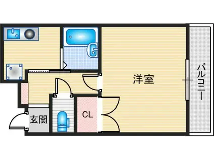 クリヨン千里北(1K/3階)の間取り写真