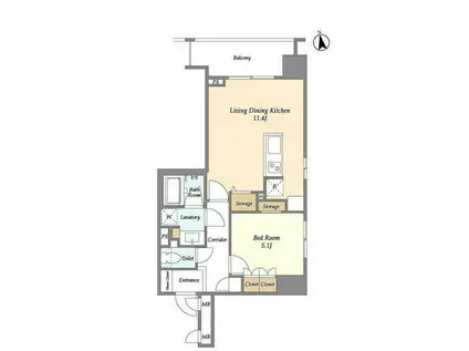 コンフォリア早稲(1LDK/4階)の間取り写真