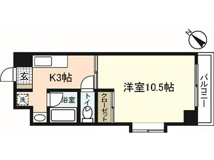 シャルマンヴィル新宮(1K/2階)の間取り写真