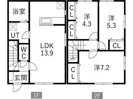 カトル.ヴァン中野B(3LDK)の間取り写真