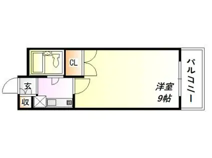 グリーンハイムC棟(1K/1階)の間取り写真