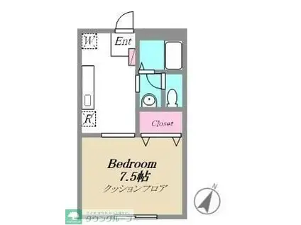 WING イースト(1K/1階)の間取り写真