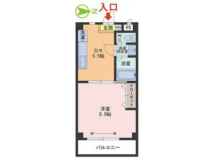 ジュネス光陽(1DK/3階)の間取り写真