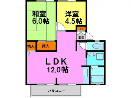 矢内ハイツ花屋敷A棟・B棟(2LDK/1階)の間取り写真