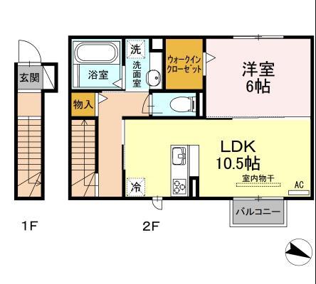 プレミアム井田(1LDK/2階)の間取り写真