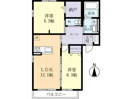ピアーナ流星台(2LDK/3階)の間取り写真