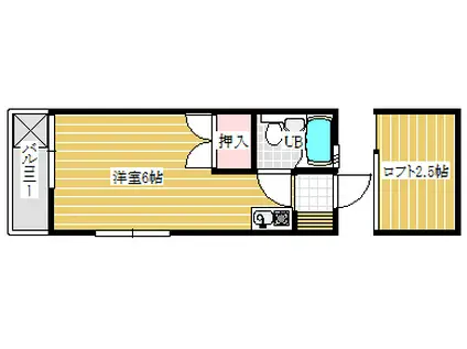 スターハイツ(ワンルーム/2階)の間取り写真