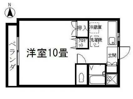 デルグロース高徳(1K/2階)の間取り写真