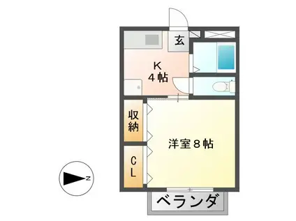 フォンターナ C(1K/1階)の間取り写真