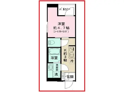 フタバネクスト(1K/1階)の間取り写真