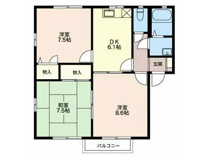 ディアス柏王(3DK/2階)の間取り写真