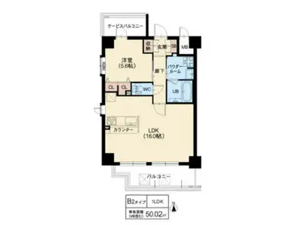 エクシアテラス梅田(1LDK/6階)の間取り写真