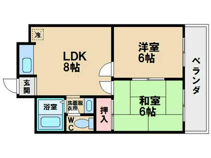 ワイズコート 松崎町(2LDK/5階)の間取り写真
