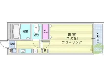 スウィートレジデンス(1K/2階)の間取り写真